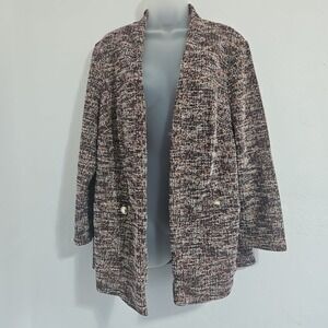 Womens Messini Sz 1X Pink Tweed Blazer Jacket Barbiecore Office Preppy Corp